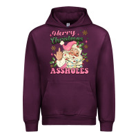Mauve Wine merry christmas assholes Urban Hoodie - MaliasSmallBusiness