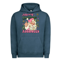 Pigment Midnight Navy merry christmas assholes Urban Hoodie - MaliasSmallBusiness