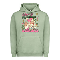 Pigment Oil Green merry christmas assholes Urban Hoodie - MaliasSmallBusiness