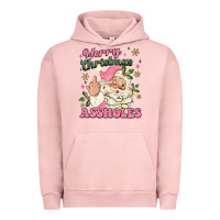 Pigment Salmon merry christmas assholes Urban Hoodie - MaliasSmallBusiness