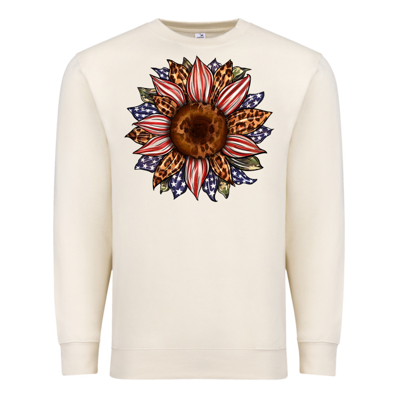 Usa Flag Camouflage Leopard Sunflower Premium Sweatshirt by Artiststas | Teevron
