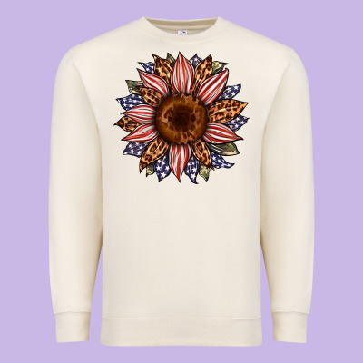 Usa Flag Camouflage Leopard Sunflower Premium Sweatshirt Designed By Artiststas