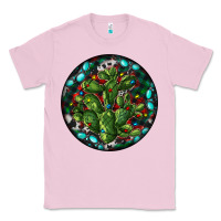 Bubblegum Pink Christmas Santa Claus round Classic Tee - RanaPortraitStore