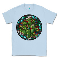 Dusty Blue Christmas Santa Claus round Classic Tee - RanaPortraitStore