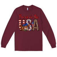 Burgundy barn in the usa Long Sleeve Tee - Zillion Design Studio