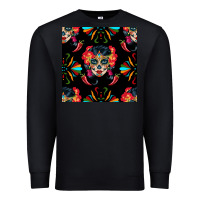 Black sugar skull seamless pattern Premium Sweatshirt - BundleAndBundleShop