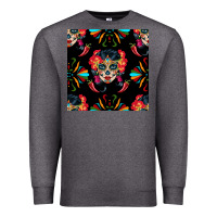 Charcoal Heather sugar skull seamless pattern Premium Sweatshirt - BundleAndBundleShop