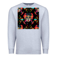 Heather Grey sugar skull seamless pattern Premium Sweatshirt - BundleAndBundleShop