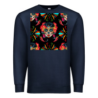 Navy sugar skull seamless pattern Premium Sweatshirt - BundleAndBundleShop