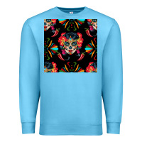 Ocean Blue sugar skull seamless pattern Premium Sweatshirt - BundleAndBundleShop