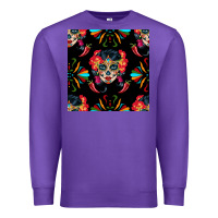 Purple sugar skull seamless pattern Premium Sweatshirt - BundleAndBundleShop