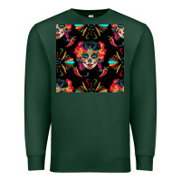 Sports Green sugar skull seamless pattern Premium Sweatshirt - BundleAndBundleShop