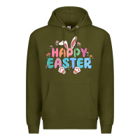 Army Green happy easter Premium Hoodie - MaliasSmallBusiness