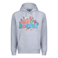 Heather Grey happy easter Premium Hoodie - MaliasSmallBusiness