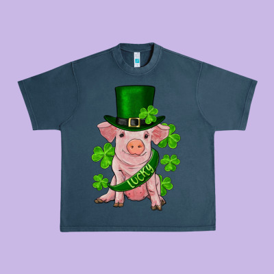 St. Patricks Day Lucky Baby Pig Urban Heavy Tee Designed By Ranaportraitstore