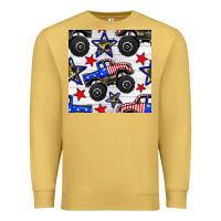 Antique Gold usa monster truck seamless pattern Premium Sweatshirt - BundleAndBundleShop