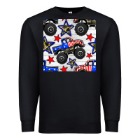 Black usa monster truck seamless pattern Premium Sweatshirt - BundleAndBundleShop