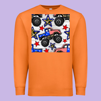 Usa Monster Truck Seamless Pattern Premium Sweatshirt Designed By Bundleandbundleshop