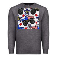 Charcoal Heather usa monster truck seamless pattern Premium Sweatshirt - BundleAndBundleShop