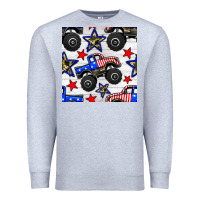 Heather Grey usa monster truck seamless pattern Premium Sweatshirt - BundleAndBundleShop