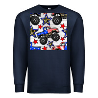 Navy usa monster truck seamless pattern Premium Sweatshirt - BundleAndBundleShop
