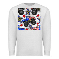 Oatmeal Heather usa monster truck seamless pattern Premium Sweatshirt - BundleAndBundleShop