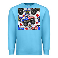 Ocean Blue usa monster truck seamless pattern Premium Sweatshirt - BundleAndBundleShop