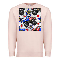 Pale Pink usa monster truck seamless pattern Premium Sweatshirt - BundleAndBundleShop