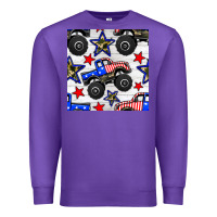 Purple usa monster truck seamless pattern Premium Sweatshirt - BundleAndBundleShop