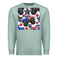 Seafoam usa monster truck seamless pattern Premium Sweatshirt - BundleAndBundleShop