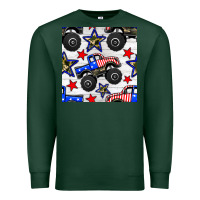 Sports Green usa monster truck seamless pattern Premium Sweatshirt - BundleAndBundleShop