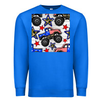 True Royal usa monster truck seamless pattern Premium Sweatshirt - BundleAndBundleShop