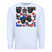 White usa monster truck seamless pattern Premium Sweatshirt - BundleAndBundleShop