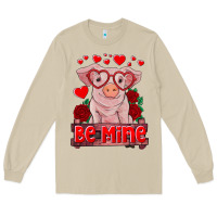 Mushroom be mine valentine's day baby pig Long Sleeve Tee - RanaPortraitStore