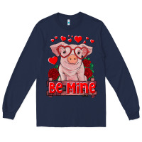 Navy be mine valentine's day baby pig Long Sleeve Tee - RanaPortraitStore