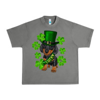St. Patricks Day Lucky Dachshund Puppy Urban Heavy Tee | Teevron