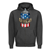 Charcoal Heather American 4th of July Zipper Hoodie - CowGirlArtShop