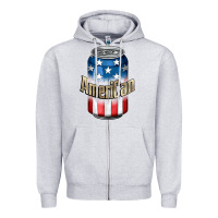 Heather Grey American 4th of July Zipper Hoodie - CowGirlArtShop