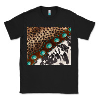 Black leopard and cowhide gemstone leather Classic Tee - BarkalooDesign