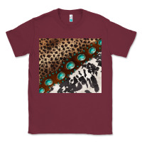 Burgundy leopard and cowhide gemstone leather Classic Tee - BarkalooDesign