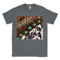 Charcoal Heather leopard and cowhide gemstone leather Classic Tee - BarkalooDesign