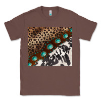 Chestnut leopard and cowhide gemstone leather Classic Tee - BarkalooDesign