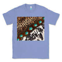 Colony Blue leopard and cowhide gemstone leather Classic Tee - BarkalooDesign