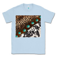 Dusty Blue leopard and cowhide gemstone leather Classic Tee - BarkalooDesign