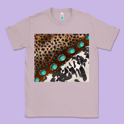 Leopard And Cowhide Gemstone Leather Classic Tee Designed By Barkaloodesign