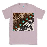 Lilac leopard and cowhide gemstone leather Classic Tee - BarkalooDesign