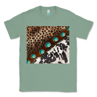 Sage leopard and cowhide gemstone leather Classic Tee - BarkalooDesign