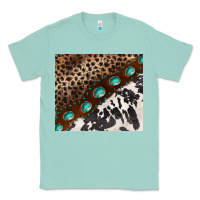 Seafoam leopard and cowhide gemstone leather Classic Tee - BarkalooDesign