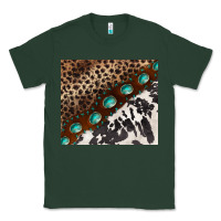 Sports Green leopard and cowhide gemstone leather Classic Tee - BarkalooDesign
