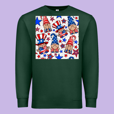 4th Of July Patriotic Gnome Seamless Pattern Premium Sweatshirt Designed By Bundleandbundleshop